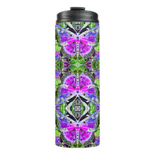 Schmetterling und Medallion Batik Muster in Violet Thermosbecher