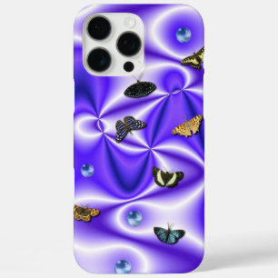 Schmetterling und Perlen auf lila Seide iPhone 16 Pro Max Hülle