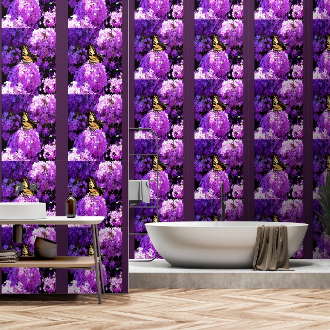 Schmetterling und Phlox Tapete (Badezimmer)
