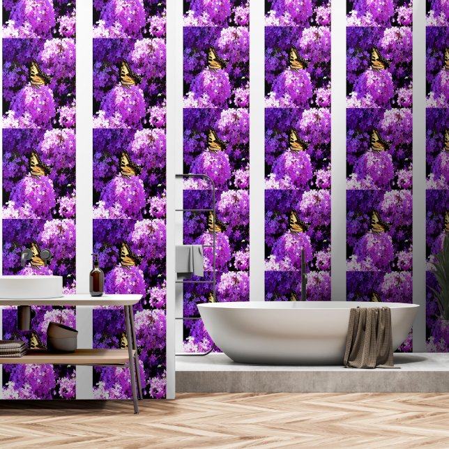 Schmetterling und Phlox Tapete (Badezimmer)