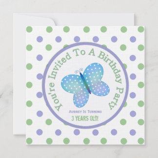 Schmetterling und Polka Dot:Party Einladung