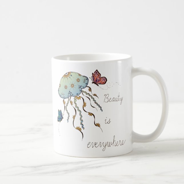 Schmetterling und Quallen Kaffeetasse (Rechts)