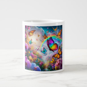 Schmetterling und Regenbogen Geschenkpapier Jumbo-Tasse