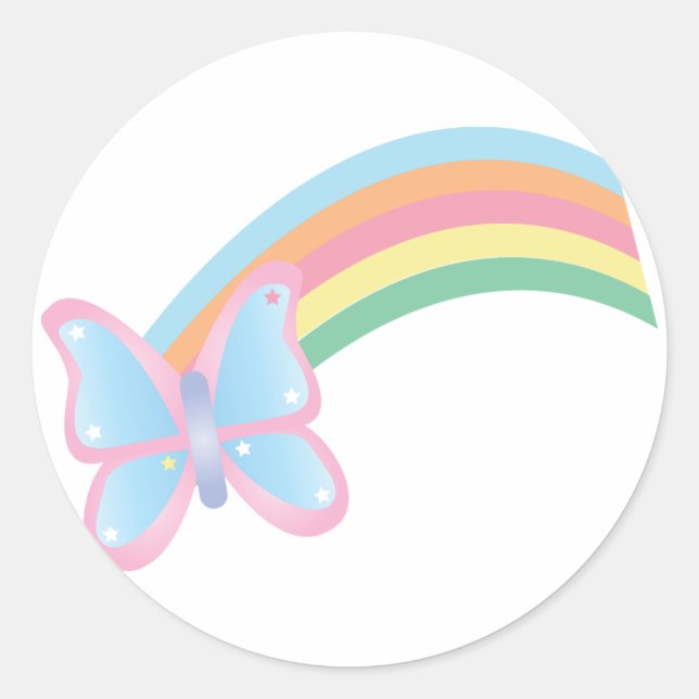 Schmetterling und Regenbogenaufkleber Runder Aufkleber (Vorderseite)