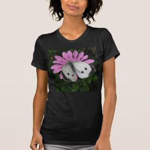 Schmetterling und rosa Blume Ladys T Shirt