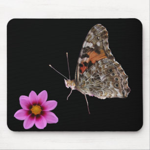 Schmetterling und rosa Blume Mousepad