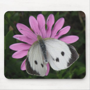 Schmetterling und rosa Blume Mousepad