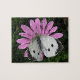 Schmetterling und rosa Blume Puzzle