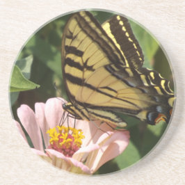 Schmetterling und rosa Blume Untersetzer