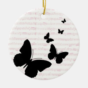 Schmetterling und rosa Notizen Keramikornament