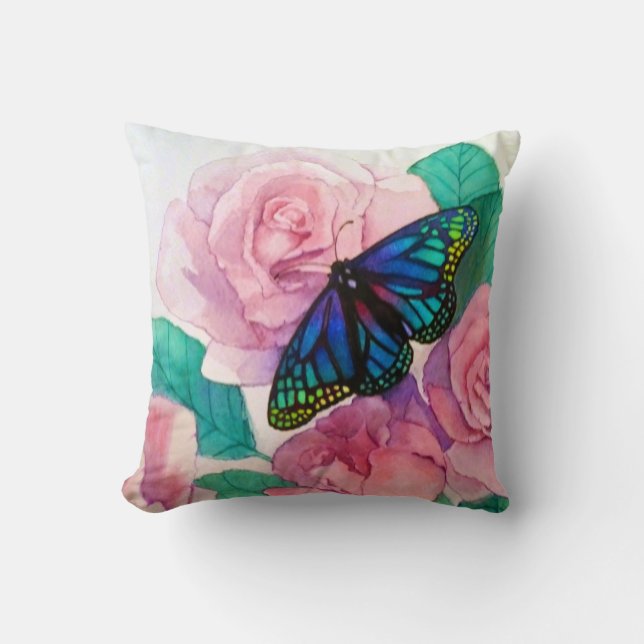 Schmetterling und Rose Kissen (Vorderseite)