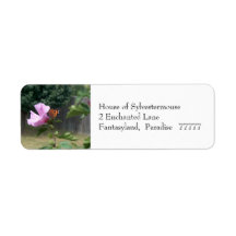 Schmetterling und Rose von Sharon-Adressmarken