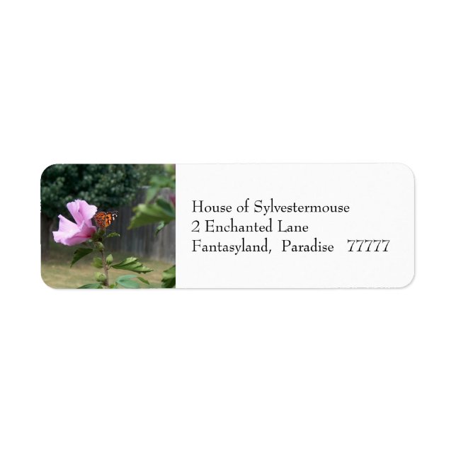 Schmetterling und Rose von Sharon-Adressmarken (Vorne)