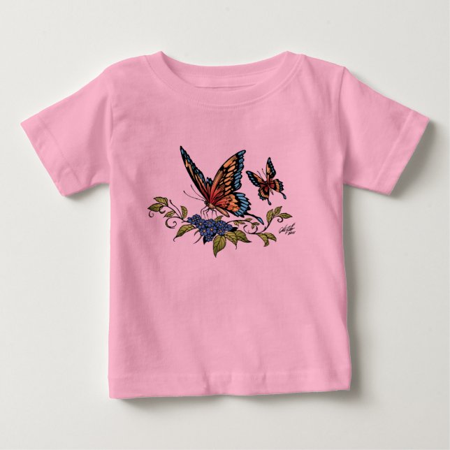 Schmetterling und Schmetterlinge farbenreich durch Baby T-shirt (Vorderseite)