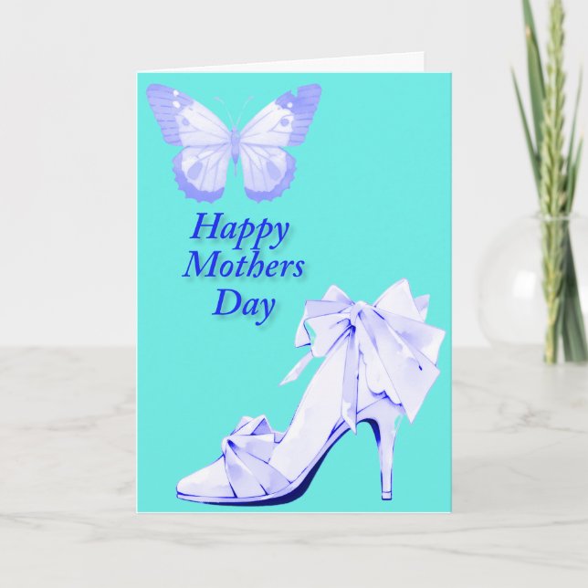 Schmetterling und Schuhe in Blau und Aquamarin Karte (Vorderseite)