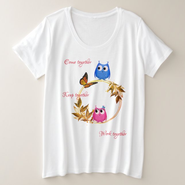 Schmetterling und Schüssel individuell anpassbar Große Größe T-Shirt (Design vorne)