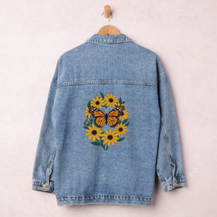 Schmetterling und schwarz-Mit Augen Blume Jeansjacke