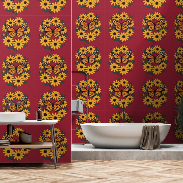 Schmetterling und schwarz-Mit Augen Blume Tapete (Badezimmer)