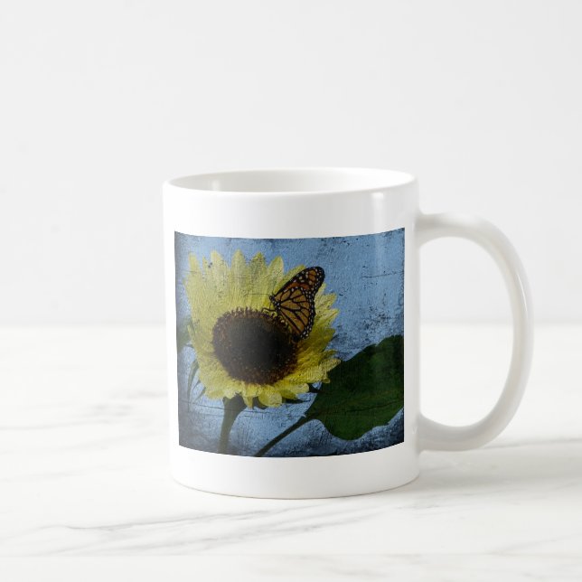 Schmetterling und Sonnenblume Kaffeetasse (Rechts)