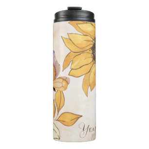Schmetterling und Sonnenblume kreieren Thermosbecher