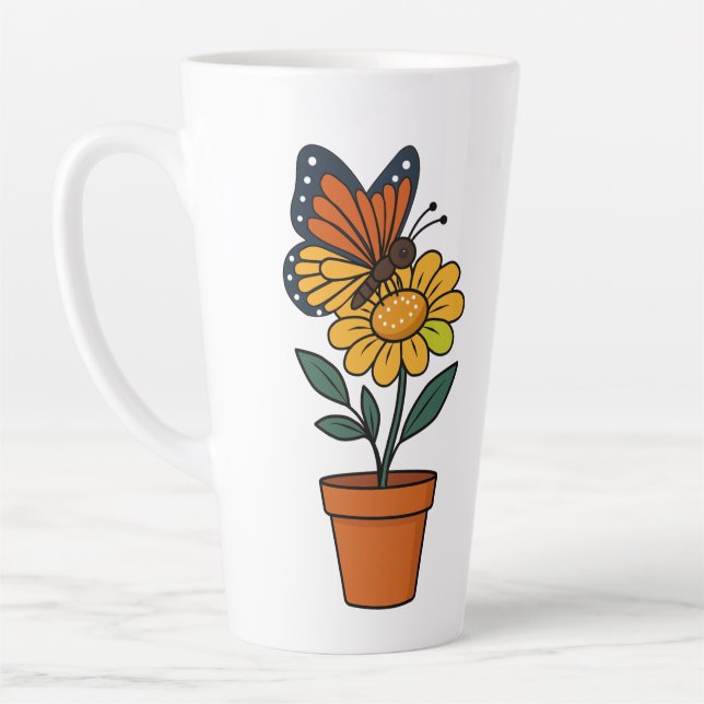 Schmetterling und Sonnenblume Milchtasse (Links)