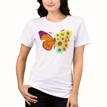 Schmetterling- und Sonnenblumen-Garten-Shirt