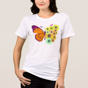 Schmetterling- und Sonnenblumen-Garten-Shirt Tri-Blend Shirt
