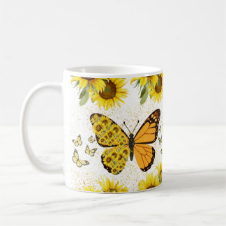 Schmetterling und Sonnenblumen-Kaffeetasse – Flora Kaffeetasse