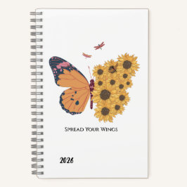 Schmetterling- und Sonnenblumen-Spiralblock  Notizbuch