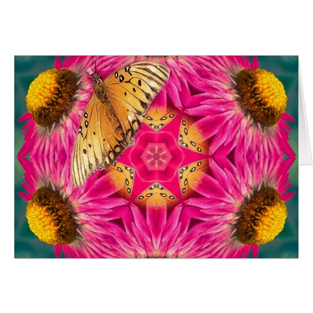 Schmetterling und Strawflower Mandala (Vorderseite (Horizontal))