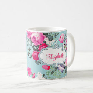 Schmetterling und Vintage Rose Muttertagsgeschenk Kaffeetasse