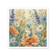 Schmetterling unter Wildblumen Serviette