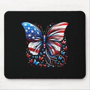 Schmetterling USA-Flagge Süß 4. Juli Lustig Amerik Mousepad