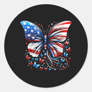Schmetterling USA-Flagge Süß 4. Juli Lustig Amerik Runder Aufkleber