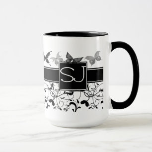 Schmetterling Viktorianisch Geblüht Schwarz-weiß Tasse