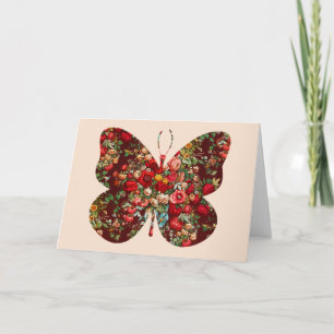 Schmetterling Vintage-Blumenkarte Serie 5 Karte