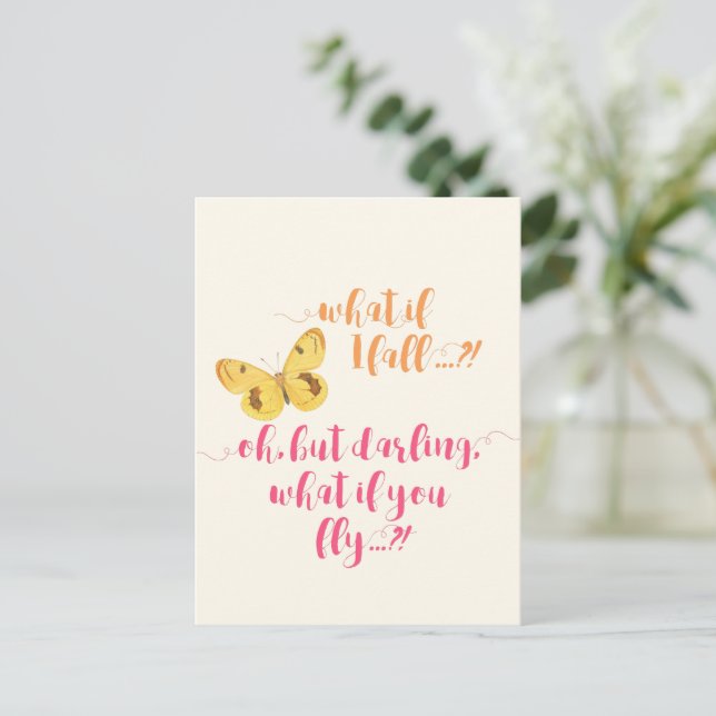 Schmetterling Was ist, wenn ich stürze? - Inspirat Postkarte (Stehend Vorderseite)