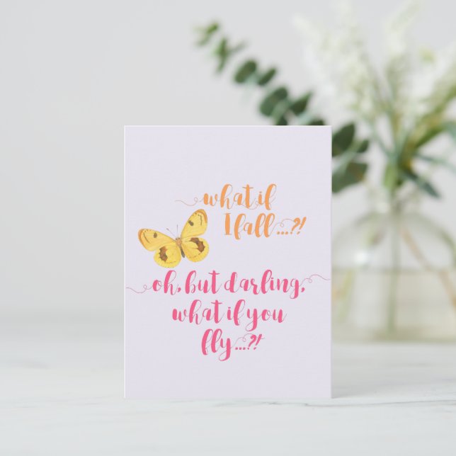 Schmetterling Was ist, wenn ich stürze? - Inspirat Postkarte (Stehend Vorderseite)