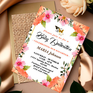 Schmetterling Wasserfarbe Floral Baby-Taufe  Einladung