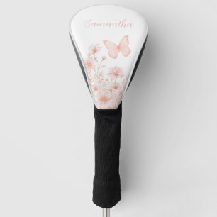 Schmetterling Wasserfarbe Name Rosa Wilde Blume Golf Headcover