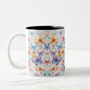 Schmetterling, Wasserfarbe, Pastellfarben Zweifarbige Tasse
