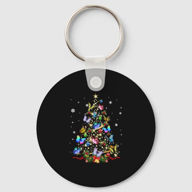 Schmetterling Weihnachtsschaum Frauen Mädchen Weih Schlüsselanhänger (Vorderseite)
