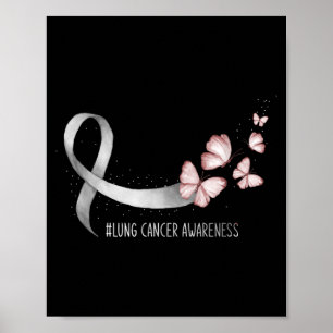 Schmetterling Weißes Band Lungenkrebsbewusstsein Poster