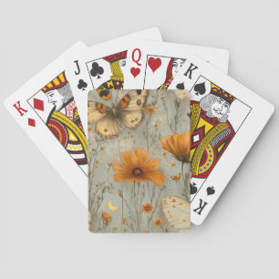 Schmetterling-Wildblume im Vintage-Stil (1) Spielkarten
