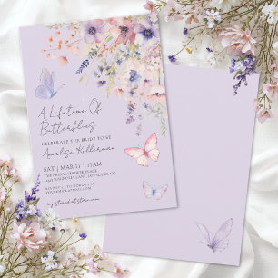 Schmetterling Wildblume Lila Brautparty Einladung