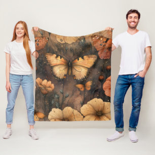 Schmetterling-Wildblume Vintage (8) Fleecedecke