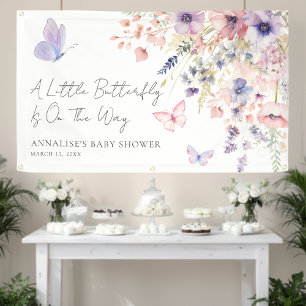 Schmetterling Wildblumen Baby Shower Banner