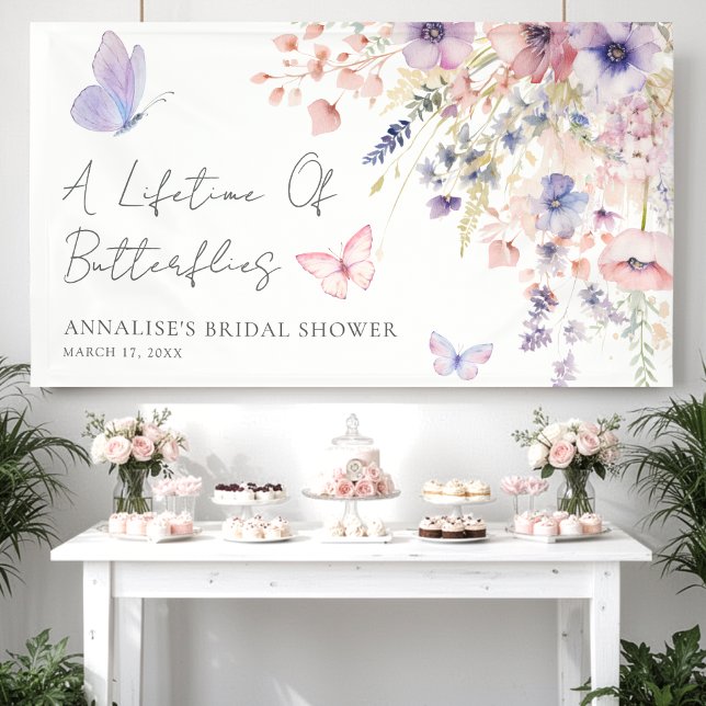 Schmetterling Wildblumen Brautparty Banner (Butterfly Wildflower Bridal Shower Banner)