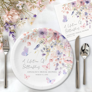 Schmetterling Wildblumen Brautparty Pappteller