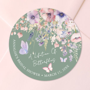 Schmetterling Wildblumen Brautparty Runder Aufkleber